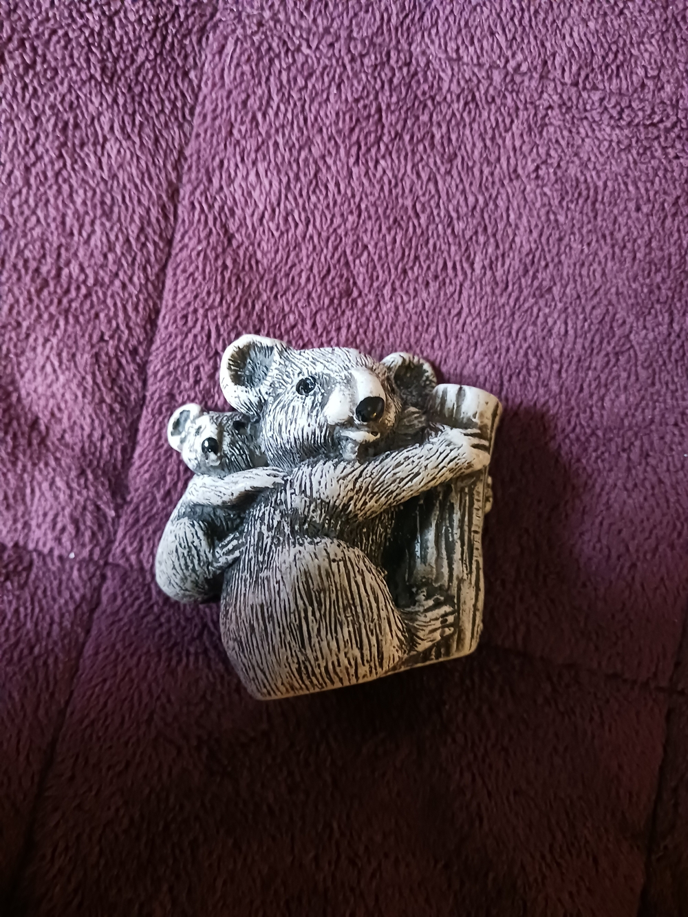 Handcrafted Bear Family Figurine - Gray Soap Stone Accent Home Decor